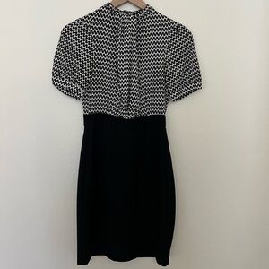 Trina Turk Black and White Chevron Silk Dress
